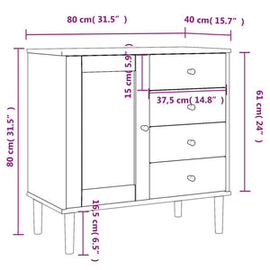 Credenza SENJA Aspetto Rattan Nero 80x40x80 cm Massello Pino 358039