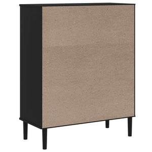 Credenza SENJA Aspetto Rattan Nero 90x40x112 cm Massello Pino 358054