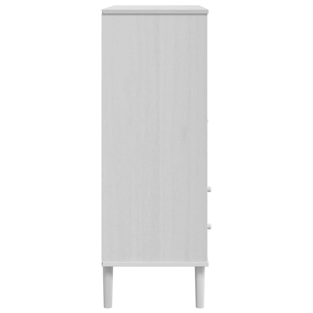 Credenza SENJA Aspetto Rattan Bianco 90x40x112cm Massello Pino 358056