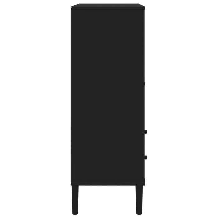 Credenza SENJA Aspetto Rattan Nero 90x40x112 cm Massello Pino 358057