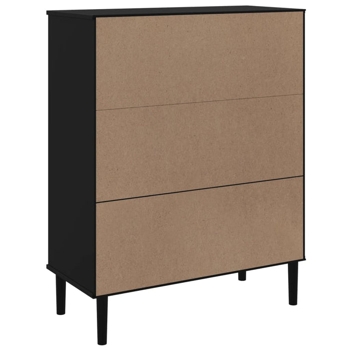 Credenza SENJA Aspetto Rattan Nero 90x40x112 cm Massello Pino 358057