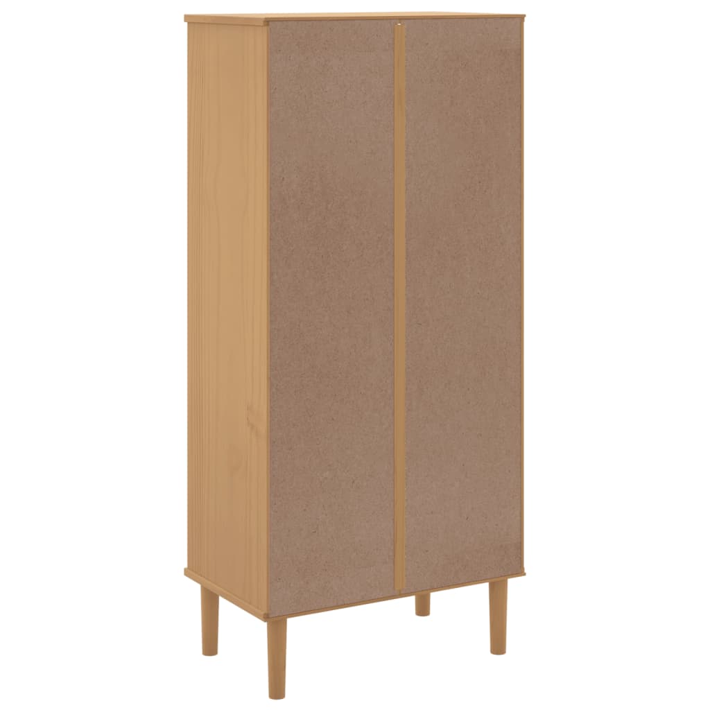 Credenza SENJA Aspetto Rattan Marrone 60x35x130 cm Legno Pino 358058