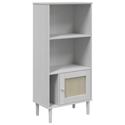 Credenza SENJA Aspetto Rattan Bianco 60x35x130 cm Massello Pino 358059
