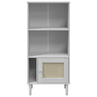 Credenza SENJA Aspetto Rattan Bianco 60x35x130 cm Massello Pino 358059
