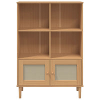 Credenza-Buffet-Armadio da cucina SENJA Aspetto Rattan Marrone 90x35x130 cm Legno Pino