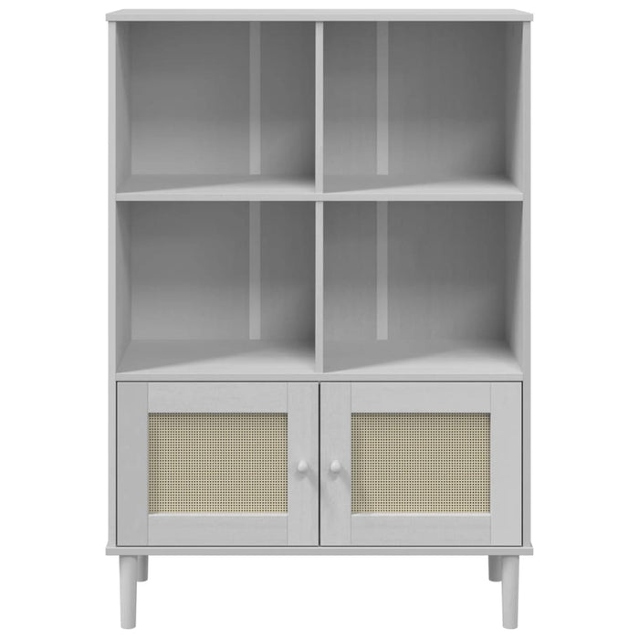 Credenza SENJA Aspetto Rattan Bianco 90x35x130 cm Massello Pino 358062