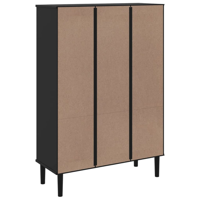 Credenza SENJA Aspetto Rattan Nero 90x35x130 cm Legno Pino 358063