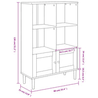 Credenza SENJA Aspetto Rattan Nero 90x35x130 cm Legno Pino