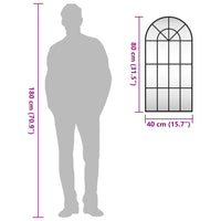 Specchio da Parete-Specchio a Muro-Specchio Decorativo Nero 40x80 cm Arco in Ferro