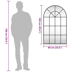 Specchio da Parete-Specchio a Muro-Specchio Decorativo Nero 60x100 cm Arco in Ferro