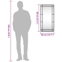 Specchio da Parete Nero 40x80 cm Rettangolare in Ferro 358629