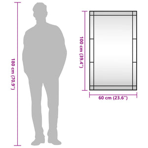 Specchio da Parete Nero 60x100 cm Rettangolare in Ferro 358631