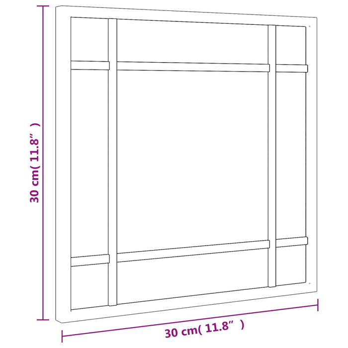 Specchio da Parete-Specchio a Muro-Specchio Decorativo Nero 30x30 cm Quadrato in Ferro