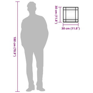 Specchio da Parete Nero 30x30 cm Quadrato in Ferro 358632