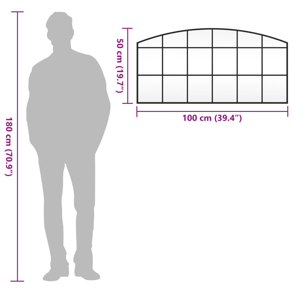 Specchio da Parete Nero 100x50 cm Arco in Ferro 358638