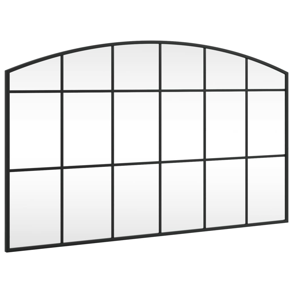 Specchio da Parete-Specchio a Muro-Specchio Decorativo Nero 100x60 cm Arco in Ferro