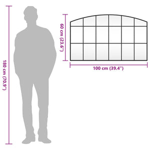 Specchio da Parete Nero 100x60 cm Arco in Ferro 358639