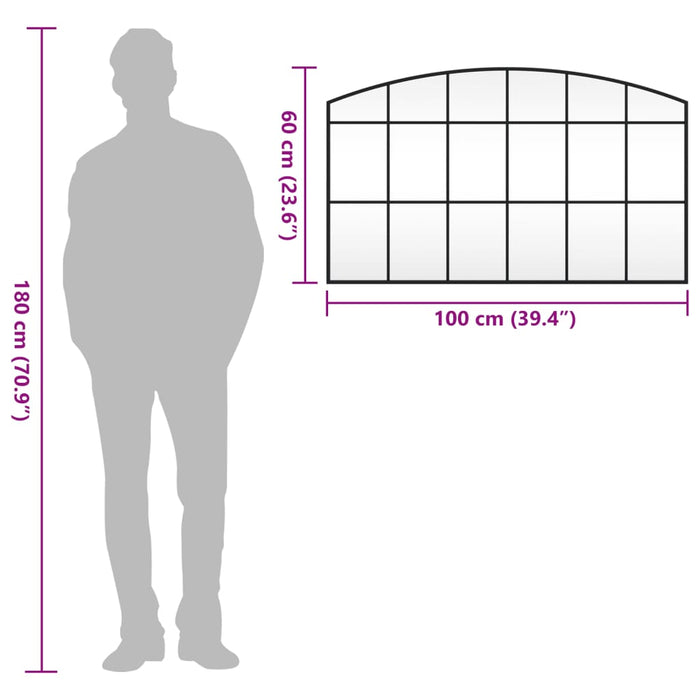 Specchio da Parete Nero 100x60 cm Arco in Ferro 358639