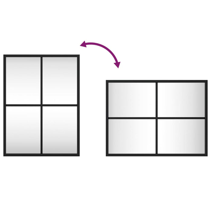 Specchio da Parete-Specchio a Muro-Specchio Decorativo Nero 30x40 cm Rettangolare in Ferro