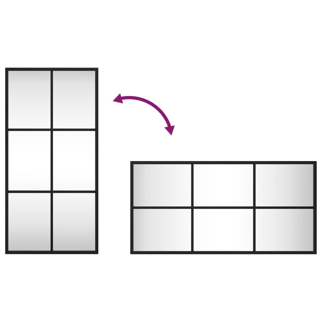 Specchio da Parete Nero 30x60 cm Rettangolare in Ferro 358641