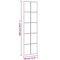 Specchio da Parete Nero 30x100 cm Rettangolare in Ferro 358643
