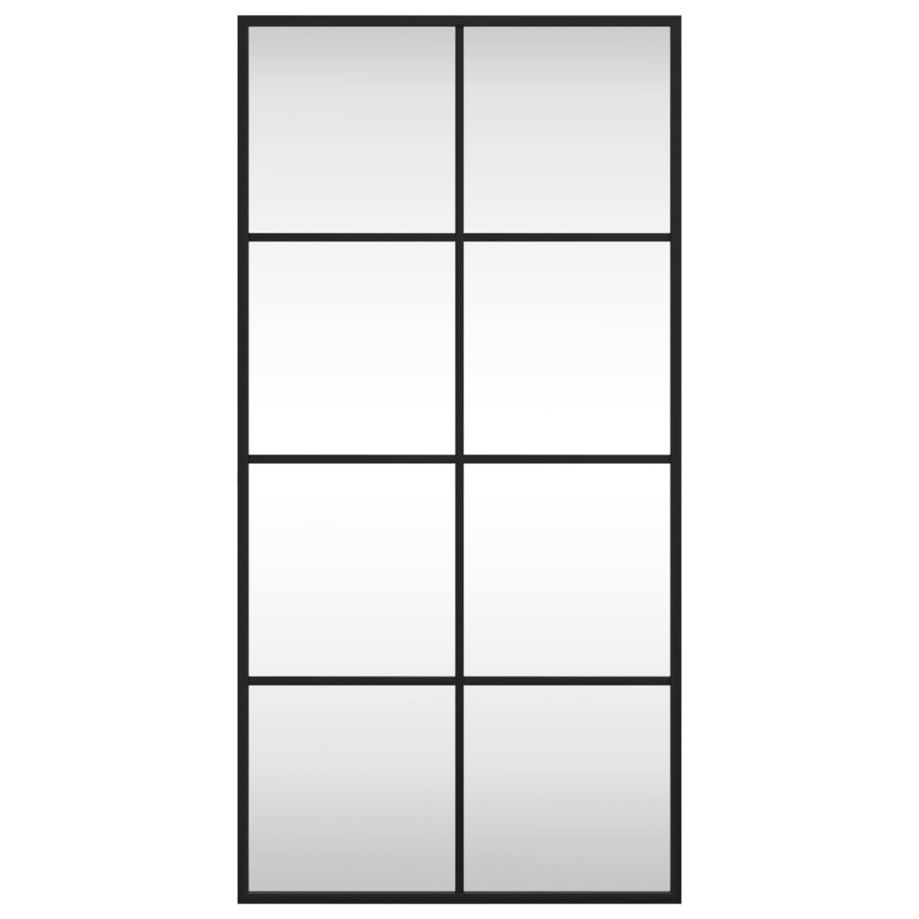 Specchio da Parete-Specchio a Muro-Specchio Decorativo Nero 40x80 cm Rettangolare in Ferro 444286