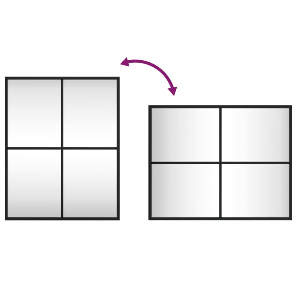 Specchio da Parete-Specchio a Muro-Specchio Decorativo Nero 40x50 cm Rettangolare in Ferro