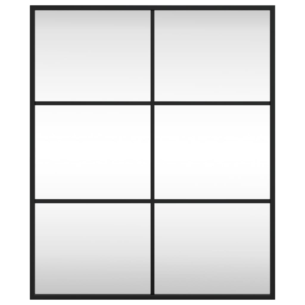 Specchio da Parete-Specchio a Muro-Specchio Decorativo Nero 50x60 cm Rettangolare in Ferro