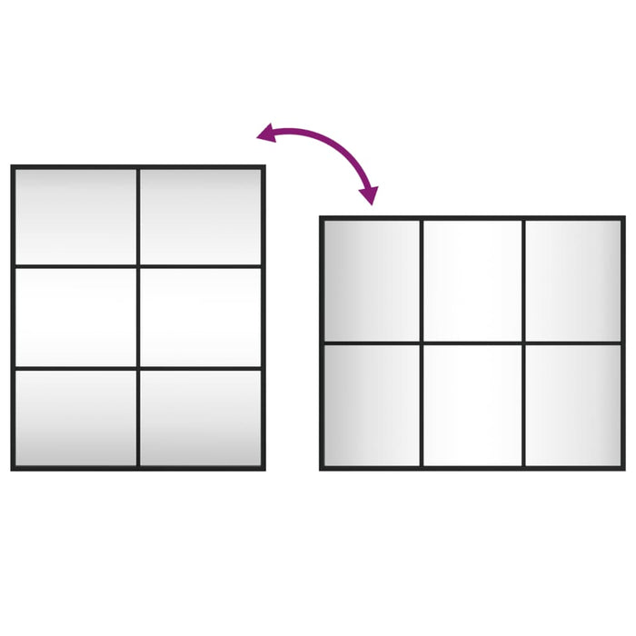 Specchio da Parete-Specchio a Muro-Specchio Decorativo Nero 50x60 cm Rettangolare in Ferro