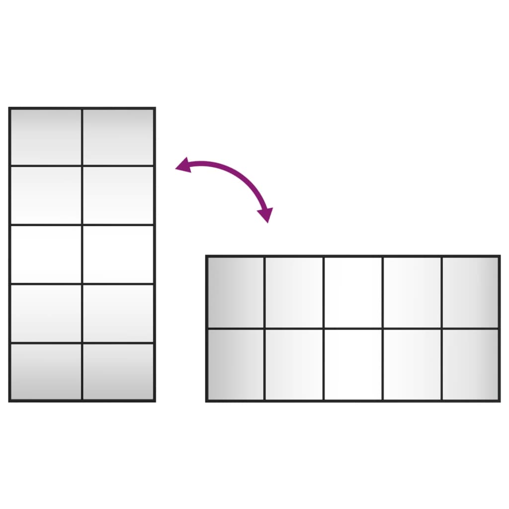 Specchio da Parete-Specchio a Muro-Specchio Decorativo Nero 50x100 cm Rettangolare in Ferro