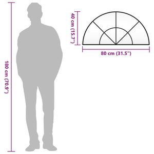 Specchio da Parete-Specchio a Muro-Specchio Decorativo Nero 80x40 cm Arco in Ferro 442349