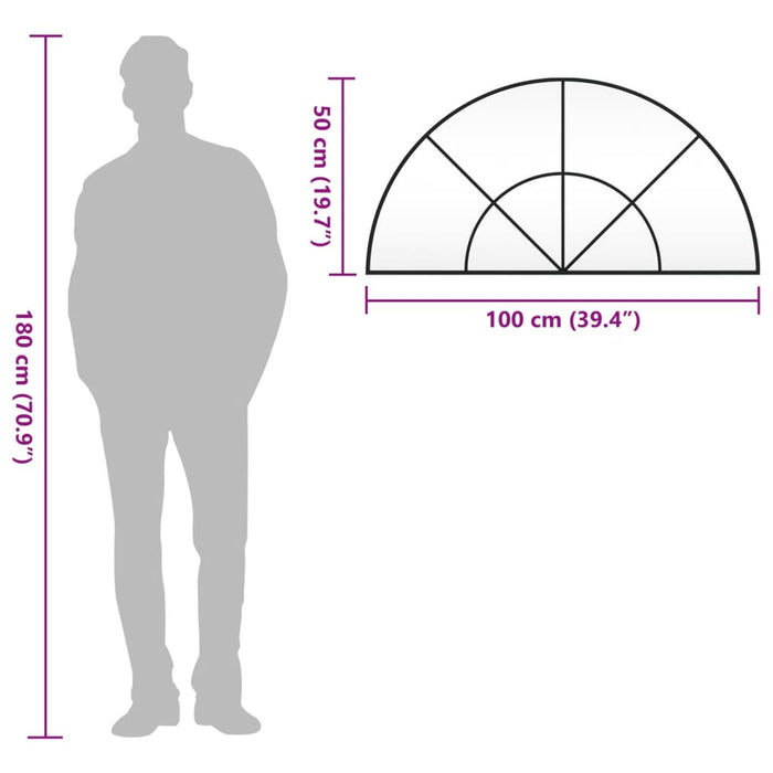 Specchio da Parete-Specchio a Muro-Specchio Decorativo Nero 100x50 cm Arco in Ferro 703690