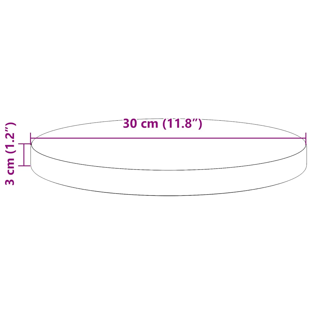 Piano Tavolo Rotondo Ø30x3 cm in Legno Massello di Pino 833655
