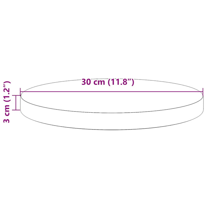 Piano Tavolo Rotondo Ø30x3 cm in Legno Massello di Pino 833655