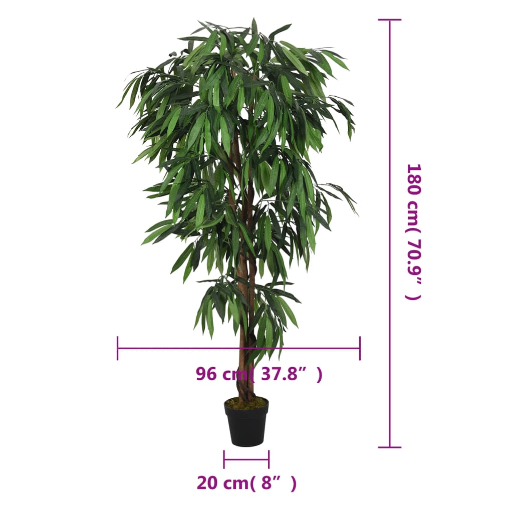 Albero Mango Artificiale 900 Foglie 180 cm Verde 359033
