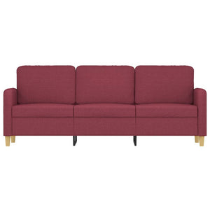 Divano a 3 Posti Rosso Vino 180 cm in Tessuto