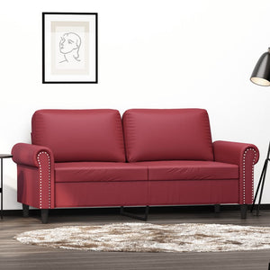 Divano a 2 Posti Rosso Vino 140 cm in Similpelle 359507