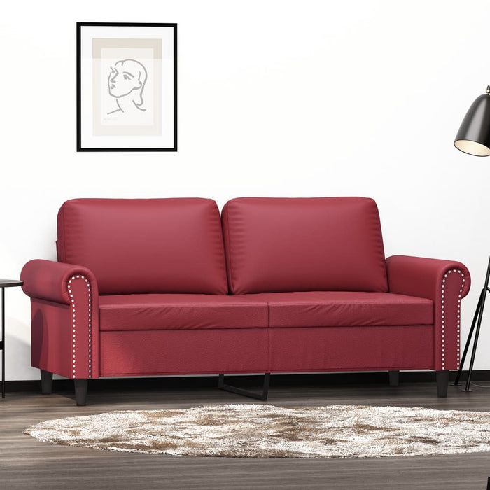 Divano a 2 Posti Rosso Vino 140 cm in Similpelle 359507