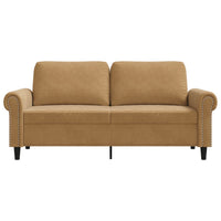 Divano a 2 Posti Marrone 140 cm in Velluto