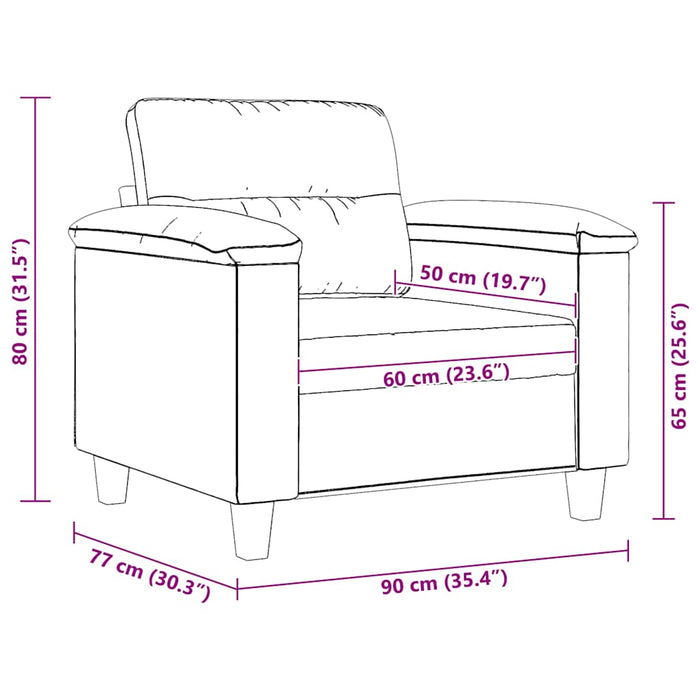 Poltrona Beige 60 cm in Tessuto di Microfibra 359554