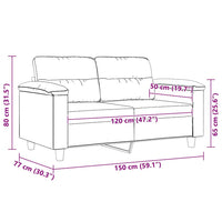 Divano a 2 Posti Tortora 120 cm in Tessuto Microfibra 359555