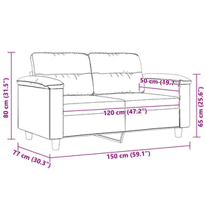 Divano a 2 Posti Tortora 120 cm in Tessuto Microfibra 359555