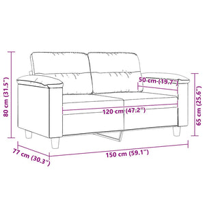 Divano a 2 Posti Grigio Chiaro 120 cm in Tessuto Microfibra 359556