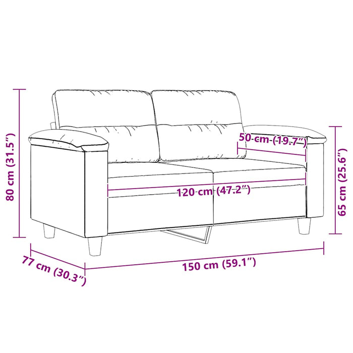 Divano a 2 Posti Grigio Chiaro 120 cm in Tessuto Microfibra 359556
