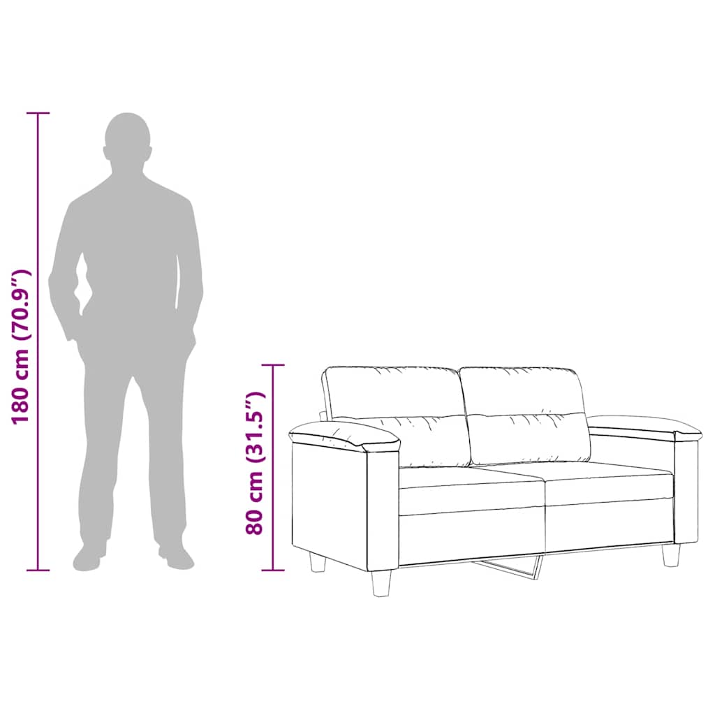 Divano a 2 Posti Crema 120 cm in Tessuto Microfibra 359559
