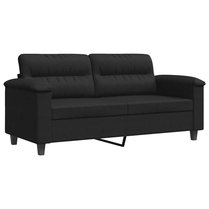 Divano a 2 Posti-Sofa 2 Posti Nero 140 cm in Tessuto Microfibra