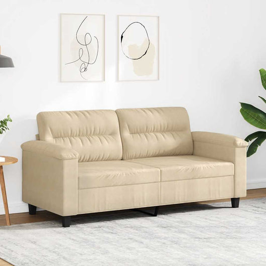 Divano a 2 Posti Crema 140 cm in Tessuto Microfibra 359565