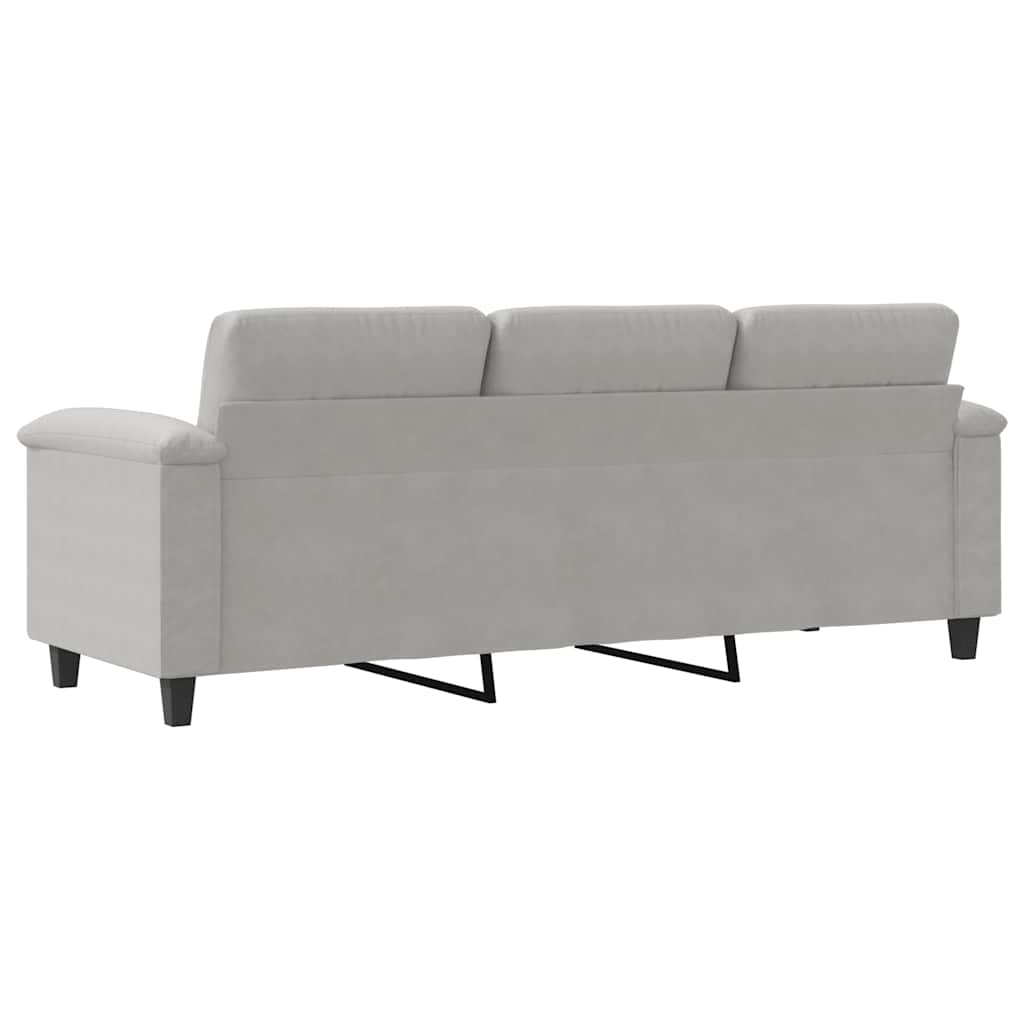 Divano a 3 Posti-Sofa 3 Posti Grigio Chiaro 180 cm in Tessuto Microfibra