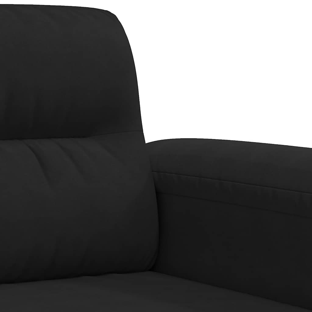 Divano a 3 Posti-Sofa 3 Posti Nero 180 cm in Tessuto Microfibra