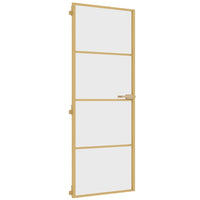 Porta Interni Sottile Oro 76x201,5cm Vetro Temperato Alluminio 155132